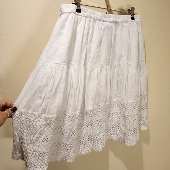 Metrowear Women's White Cotton Elastic Waist Skirt size L - Picture 6 of 10